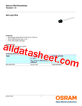 SFH203PFA Datasheet PDF - OSRAM GmbH