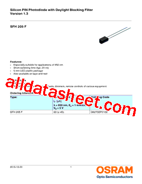 SFH205F Datasheet PDF - OSRAM GmbH