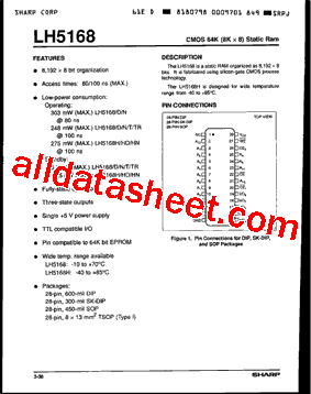 LH5168 Datasheet PDF - Sharp Corporation