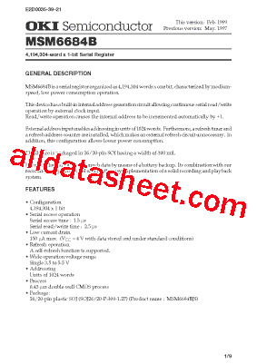 MSM6684B Datasheet PDF - OKI electronic componets
