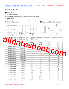 PI13038-R82M Datasheet PDF - FENGJUI TECHNOLOGY CO., LTD.