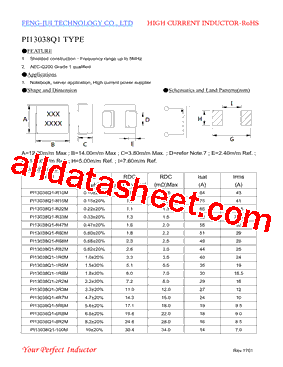 PI13038Q1-R68M Datasheet PDF - FENGJUI TECHNOLOGY CO., LTD.