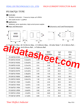PI13067Q1-R10N Datasheet PDF - FENGJUI TECHNOLOGY CO., LTD.