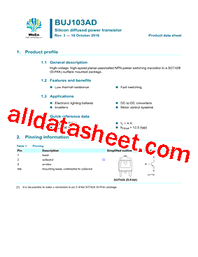 BUJ103AD Datasheet PDF - WeEn Semiconductors