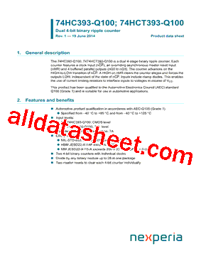 74HC393D-Q100 Datasheet PDF - Nexperia B.V. All rights reserved