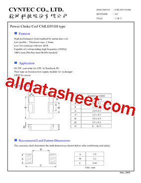 CMLE051H-R24MS Datasheet PDF - Cyntec Co., Ltd.