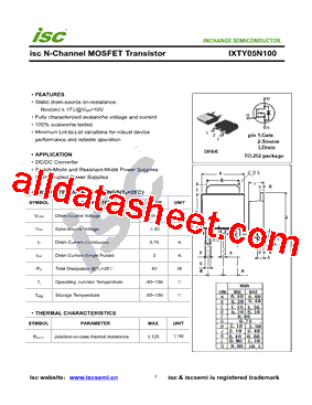 IXTY05N100 Datasheet PDF - Inchange Semiconductor Company Limited