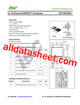IXTY8N70X2 Datasheet PDF - Inchange Semiconductor Company Limited