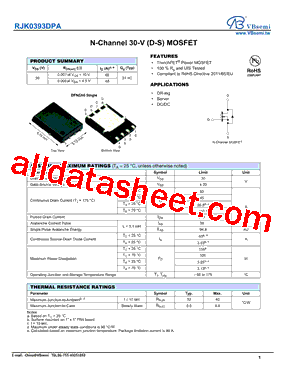 RJK0393DPA Datasheet PDF - VBsemi Electronics Co.,Ltd