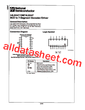 54LS347DMQB Datasheet PDF - National Semiconductor (TI)