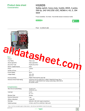 H326DS Datasheet PDF - Schneider Electric