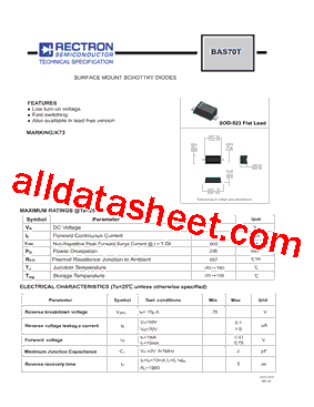 BAS70T Datasheet PDF - Rectron Semiconductor
