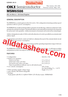 MSM6586 Datasheet PDF - OKI electronic componets