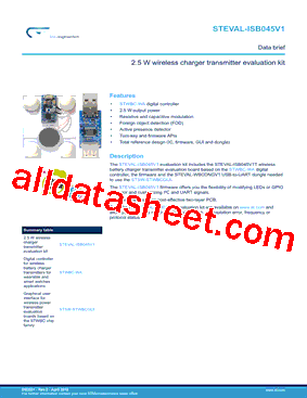 STSW-STWBCGUI Datasheet PDF - STMicroelectronics