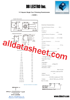 3323W253 Datasheet PDF - DB Lectro Inc