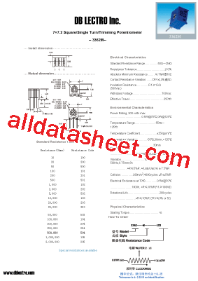 3362M102 Datasheet PDF - DB Lectro Inc