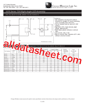 5370T7 Datasheet PDF - Chicago Miniature Lamp,inc