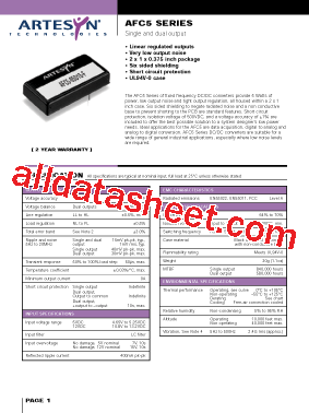 AFC5-12D15 Datasheet PDF - Artesyn Technologies