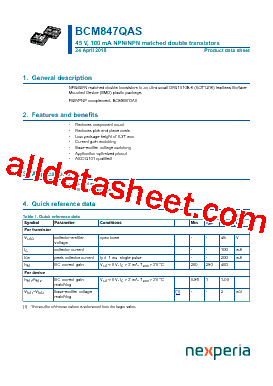 BCM847QAS Datasheet PDF - Nexperia B.V. All rights reserved