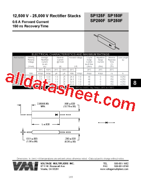 SP250F Datasheet PDF - Voltage Multipliers Inc.