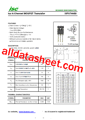 IXFX74N50 Datasheet PDF - Inchange Semiconductor Company Limited