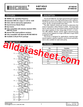SY10E143 Datasheet PDF - Micrel Semiconductor