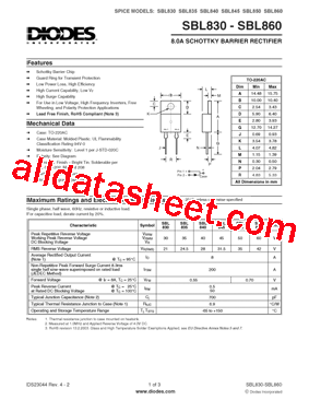 SBL840 Datasheet PDF - Diodes Incorporated