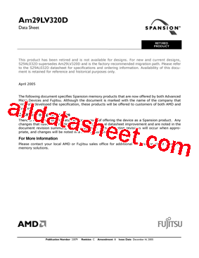 AM29LV320DT90REF Datasheet PDF - Advanced Micro Devices