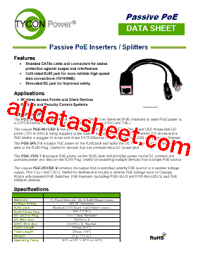 POE-SPLT-S Datasheet PDF - Tycon Systems, Inc.
