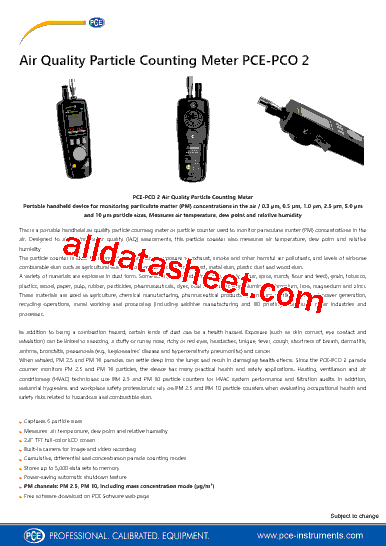 PCE-PCO2 Datasheet PDF - PCE Instruments.