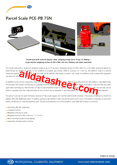 PCE-PB75N Datasheet PDF - PCE Instruments.