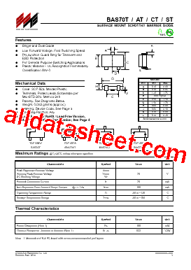 BAS70T Datasheet PDF - Won-Top Electronics