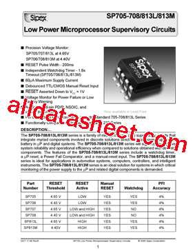 SP705CU Datasheet PDF - Sipex Corporation