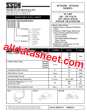 SFT6340 Datasheet PDF - Solid States Devices, Inc