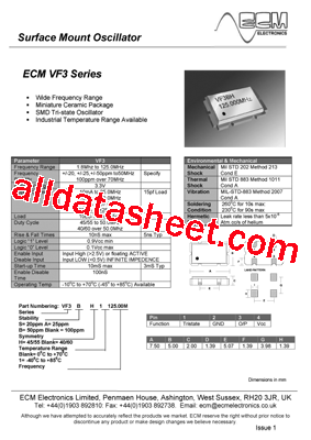 VF3 Datasheet PDF - ECM Electronics Limited.