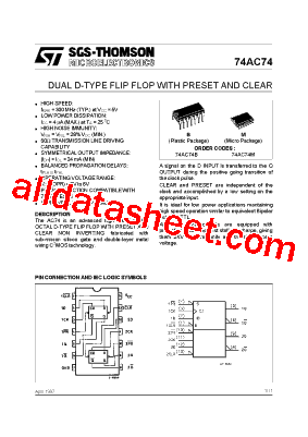 74AC74 Datasheet PDF - STMicroelectronics