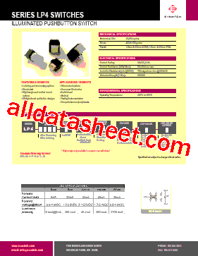 LP4-EE-1-R-B-N-Y-R Datasheet PDF - E-SWITCH