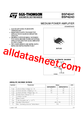 BSP40 Datasheet PDF - STMicroelectronics