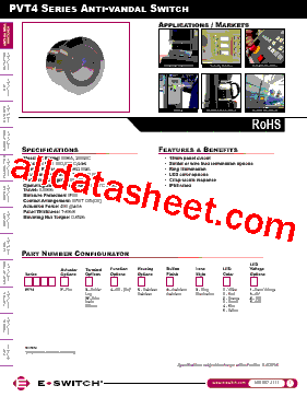 PVT4FS4SS334. Datasheet PDF - E-SWITCH