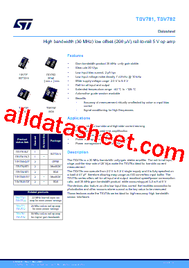 TSV781 Datasheet PDF - STMicroelectronics
