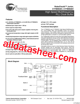 CY7B9930V-5AI Datasheet PDF - Cypress Semiconductor