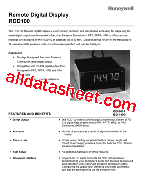 RDD100 Datasheet PDF - Honeywell Solid State Electronics Center