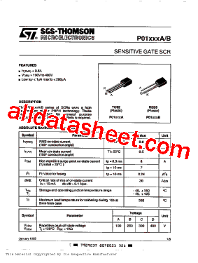 P0102DA. Datasheet PDF - STMicroelectronics