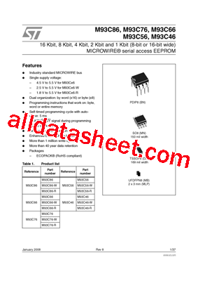 M93C66-RMB6TP Datasheet PDF - STMicroelectronics