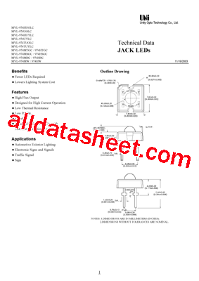 MVL-9X4MSGC Datasheet PDF - Unity Opto Technology