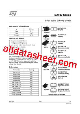 BAT30SWFILM Datasheet PDF - STMicroelectronics