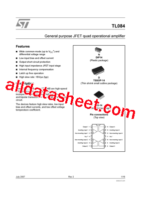 TL084MP Datasheet PDF - STMicroelectronics