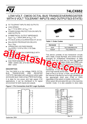 74LCX652 Datasheet PDF - STMicroelectronics