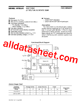 V62C31864 Datasheet PDF - Mosel Vitelic, Corp