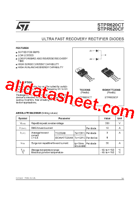 STPR620CF Datasheet PDF - STMicroelectronics